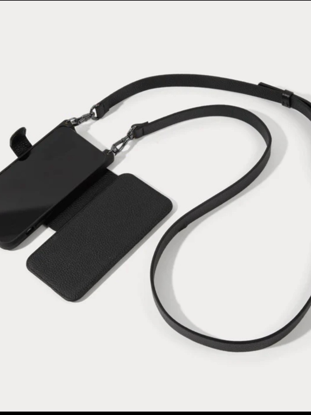Bandolier Hailey  Black Pebble Leather Crossbody Folio Phone Case 15 Pro Max